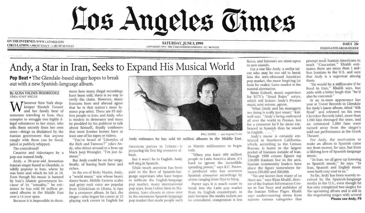 Andy Madadian featured on the cover of the Los Angeles Times